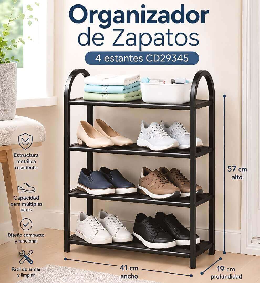 ORGANIZADOR DE ZAPATOS 4 ESTANTES - imagen 1