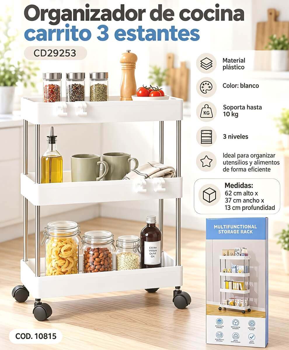 ORGANIZADOR DE COCINA CARRITO 3 ESTANTES - imagen 1