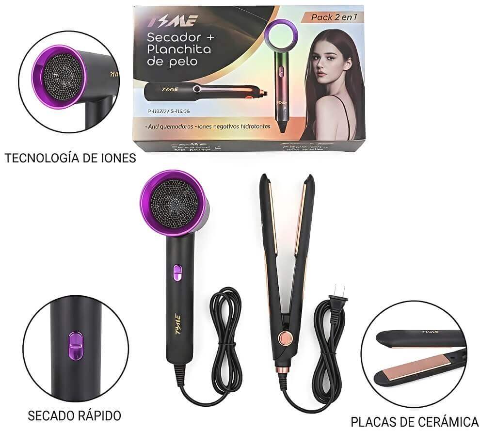 COMBO SECADOR Y PLANCHA DE PELO - imagen 1