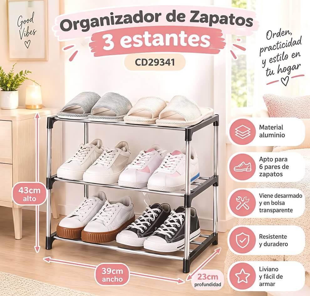 ORGANIZADOR DE ZAPATOS 3 ESTANTES - imagen 1