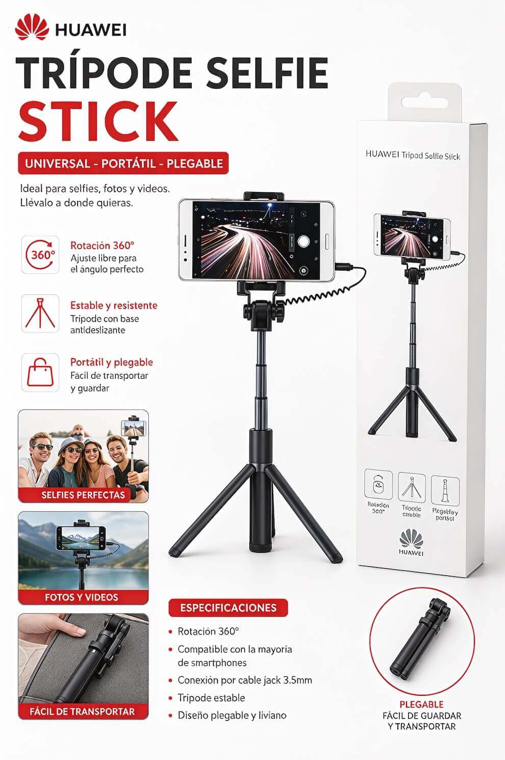 TRIPODE SELFIE STICK HUAWEI - imagen 1
