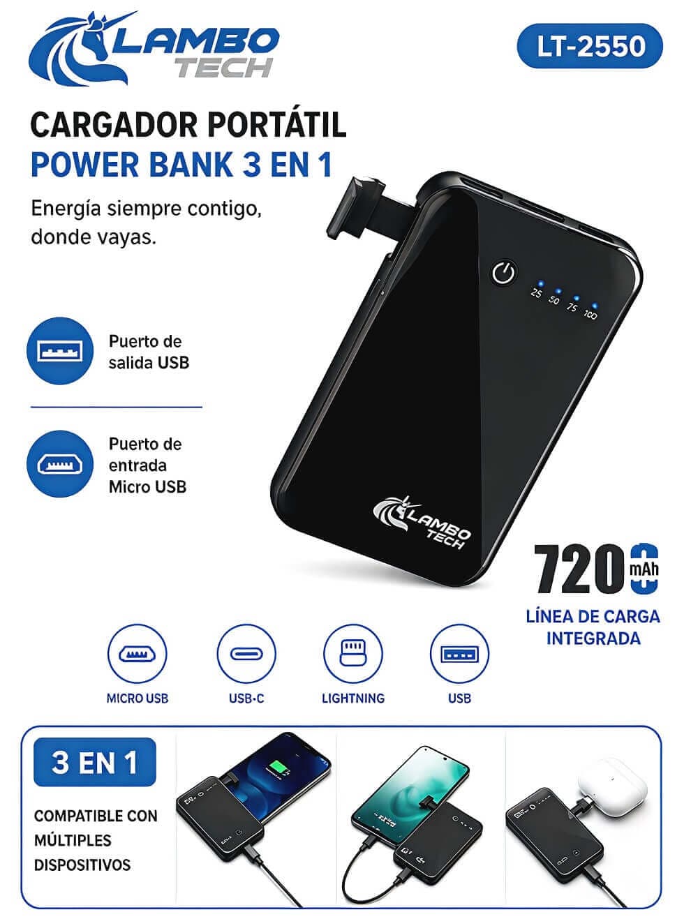 POWER BANK 7200mah CON SOPORTE - imagen 1