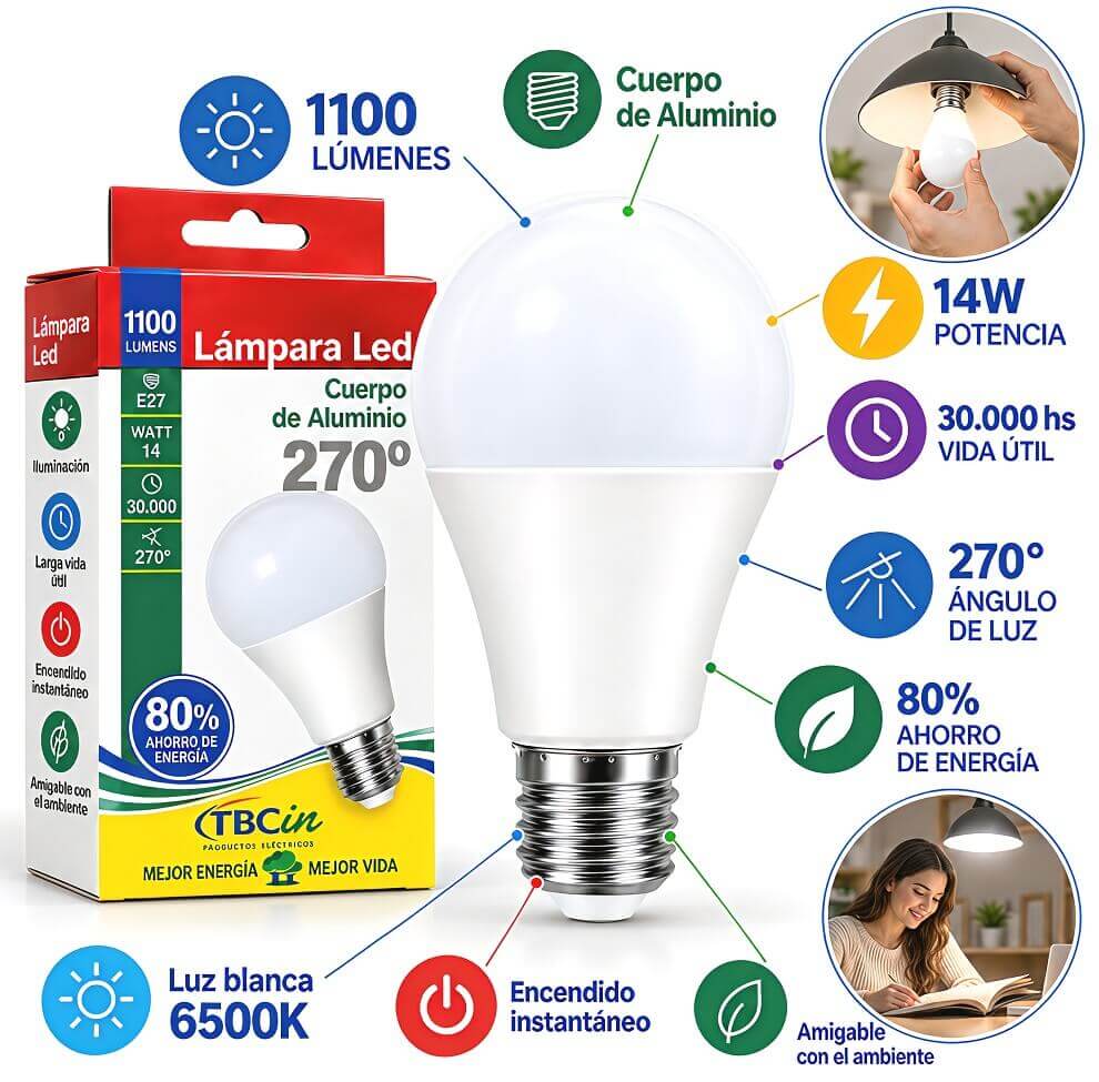 LAMPARA LED LUZ CALIDA - imagen 1
