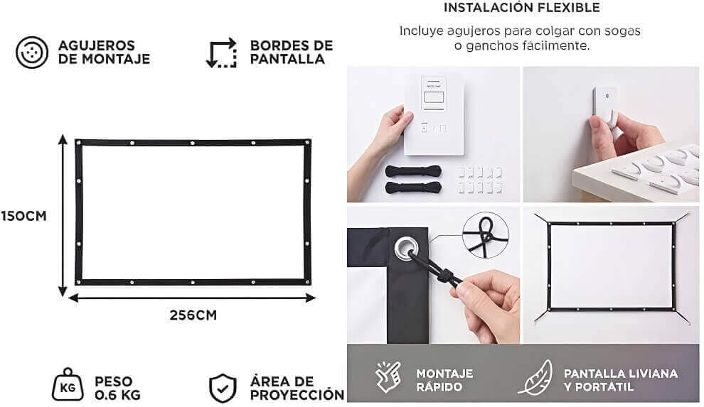 PANTALLA PARA PROYECTOR 120 PULGADAS - imagen 1
