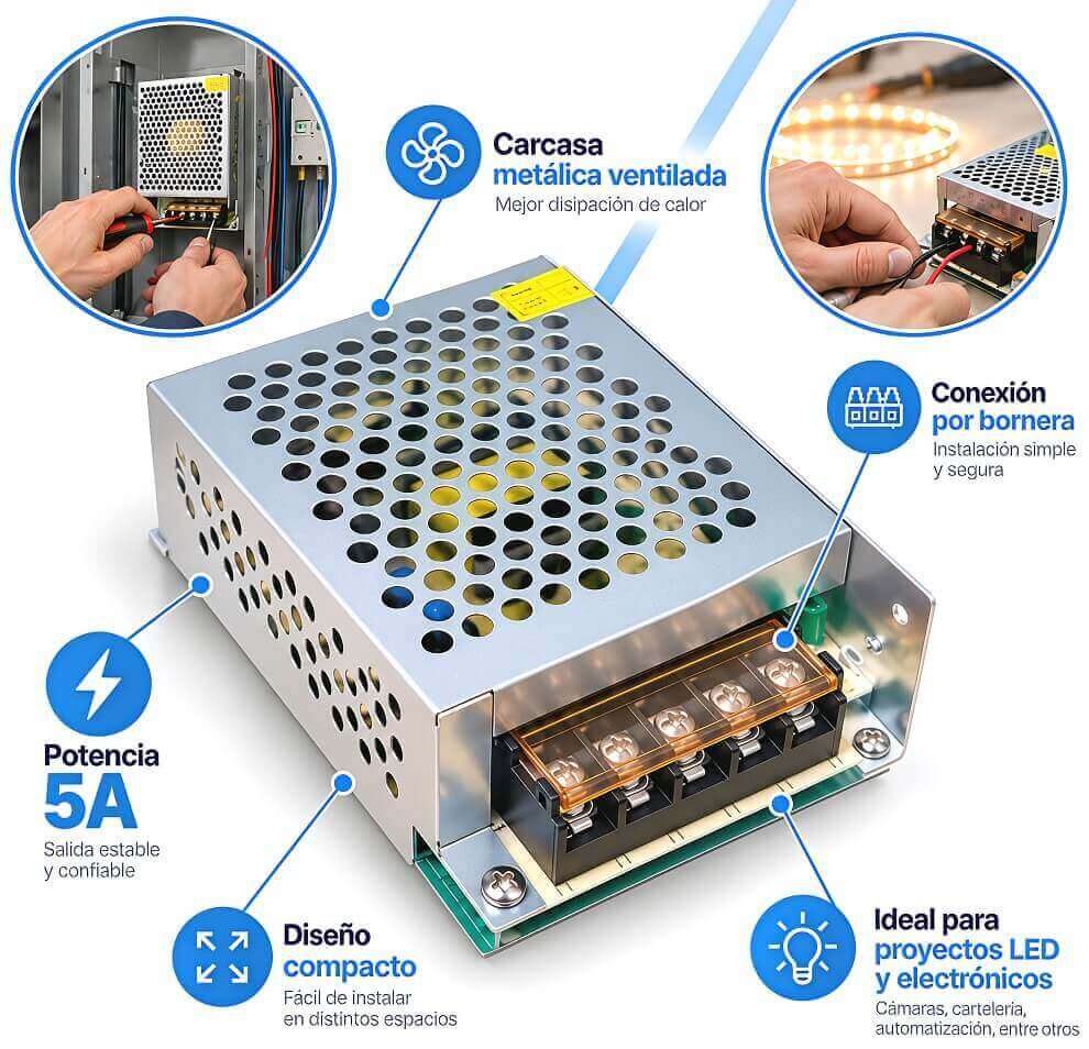 FUENTE DE ALIMENTACION METALICO 5A - imagen 1
