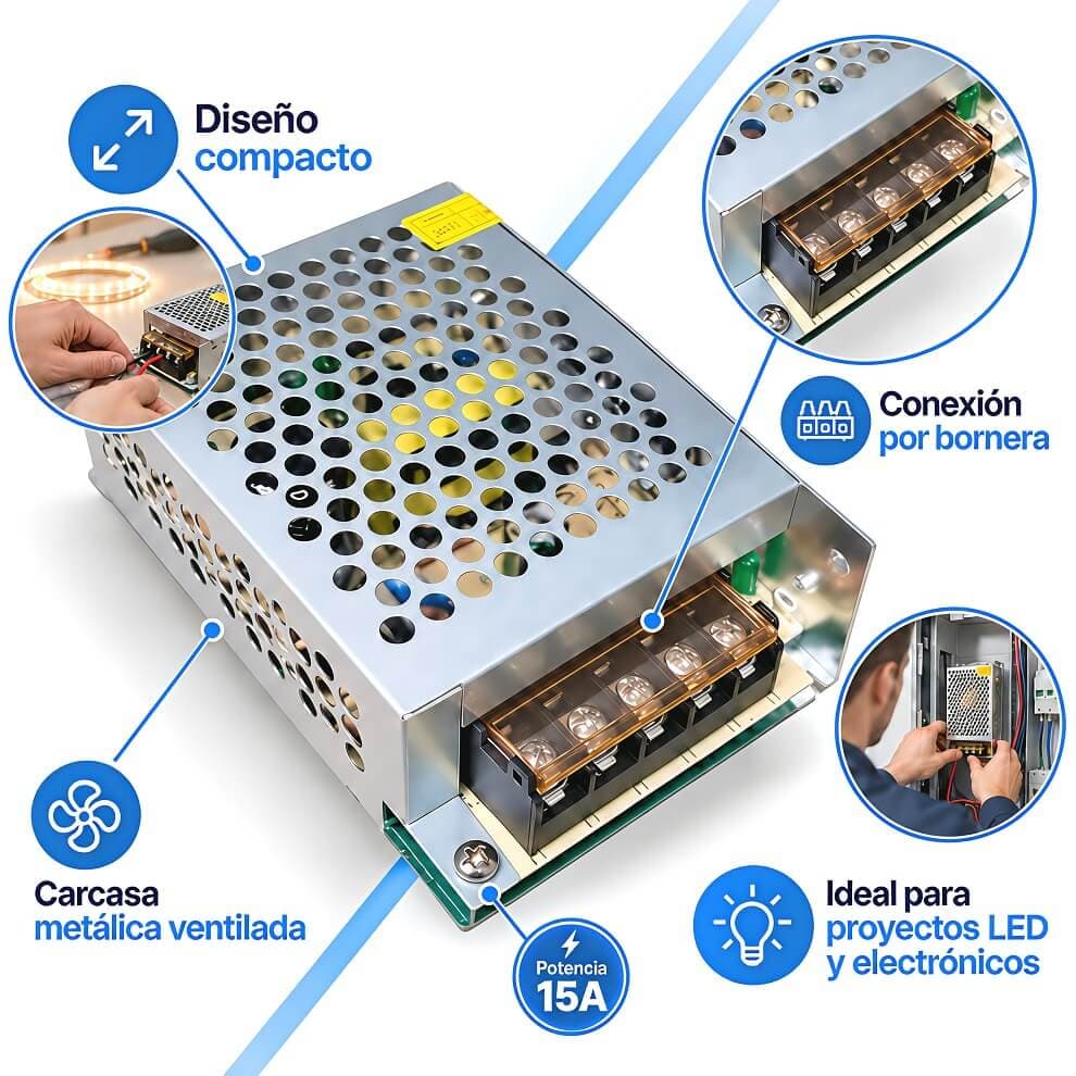 FUENTE DE ALIMENTACION METALICO 15A - imagen 1