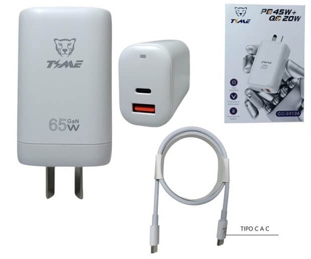 CARGADOR CON CABLE PD45W+ QC20W PREMIUM - imagen 1