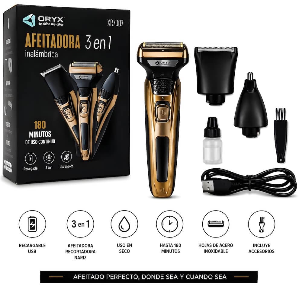 CORTA BARBA 3 EN 1 RECARGABLE - imagen 1
