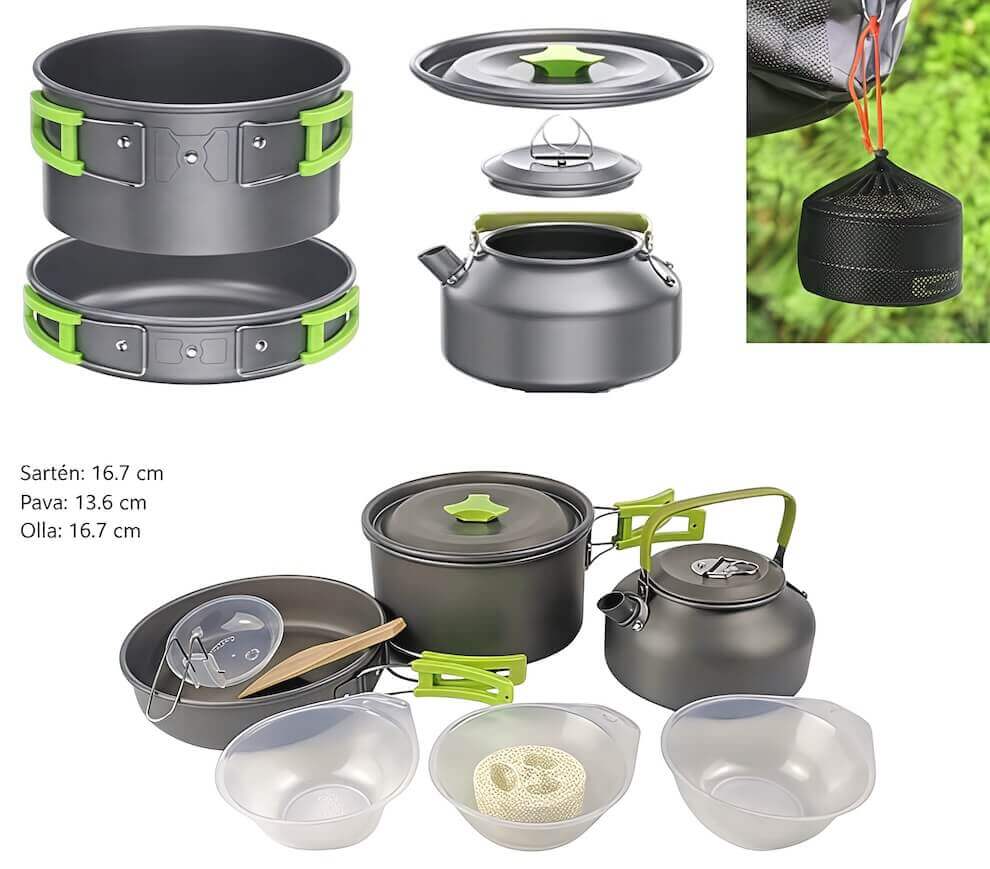 JUEGO OLLAS DE ALUMINIO PARA CAMPING 12 PCS - imagen 1
