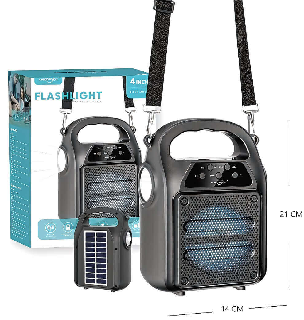 PARLANTE C/PANEL SOLAR LINTERNA FM/SD 4 PLG - imagen 1