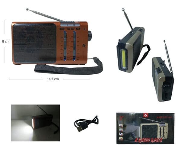 RADIO 4 BANDAS RECARGABLE /LINTERNA AM/FM 2PLG - imagen 1