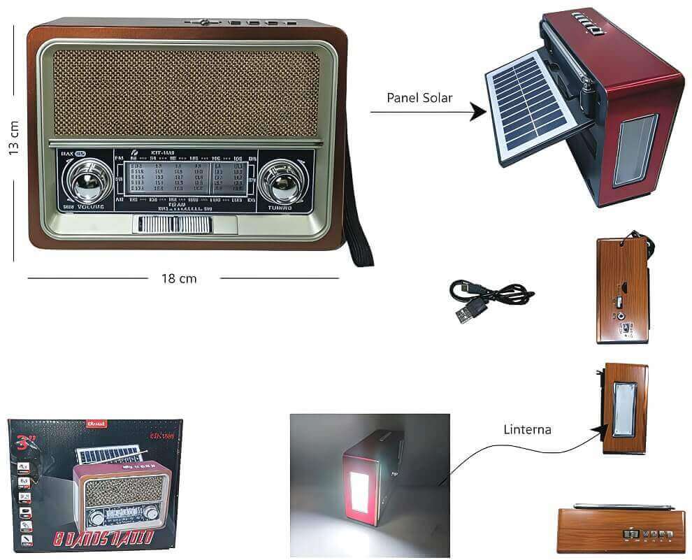 RADIO AM/FM 8BANDAS 3PLG BLUETOOTH RECARGABLE - imagen 1