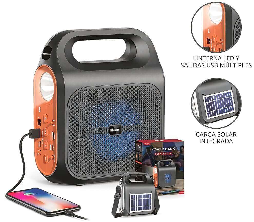 PARLANTE SOLAR C/LINTERNA Y POWER BANT - imagen 1