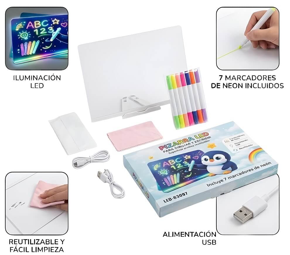 PIZARRA LED 20 X30 ACRILICA COLORES NEON - imagen 1