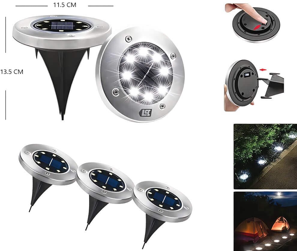 PACK 4 ESTACAS LED SOLARES EXTERIOR - imagen 1