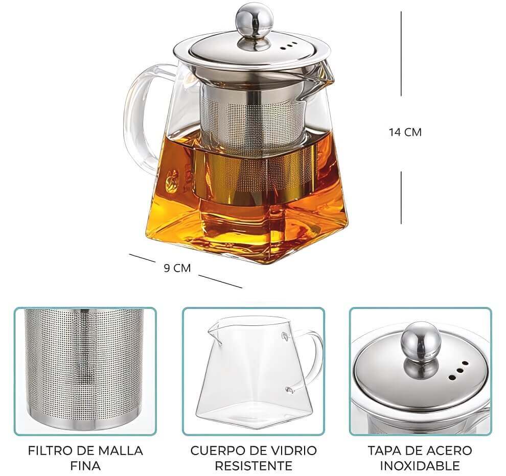 TETERA DE VIDRIO C/INFUSOR 550ML - imagen 1
