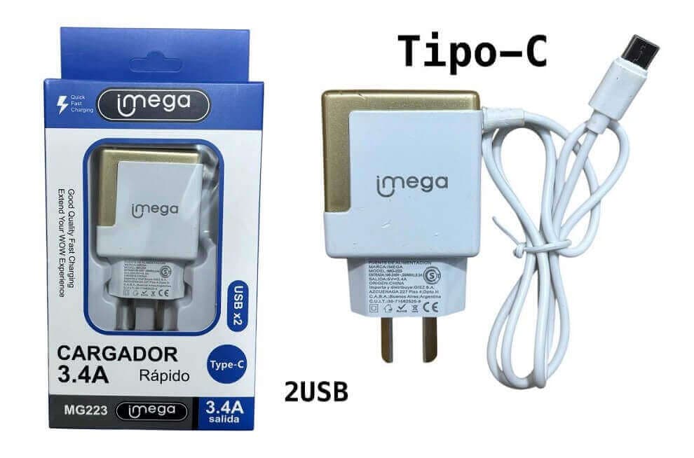 CARGADOR (TIPO-C) 3.4A IMEGA/ CARGA RAPIDA - imagen 1