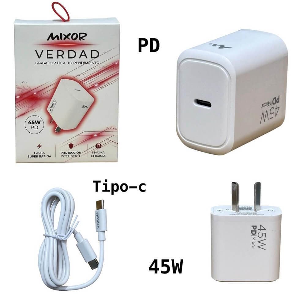CARGADOR MIXOR 45W (TIPO-C) PD + CABLE (PREMIUM) - imagen 1