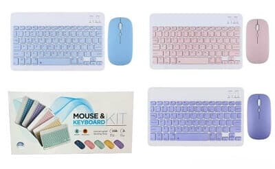 KIT MOUSE + TECLADO BLUETOOTH / COLORES PASTEL - imagen 1