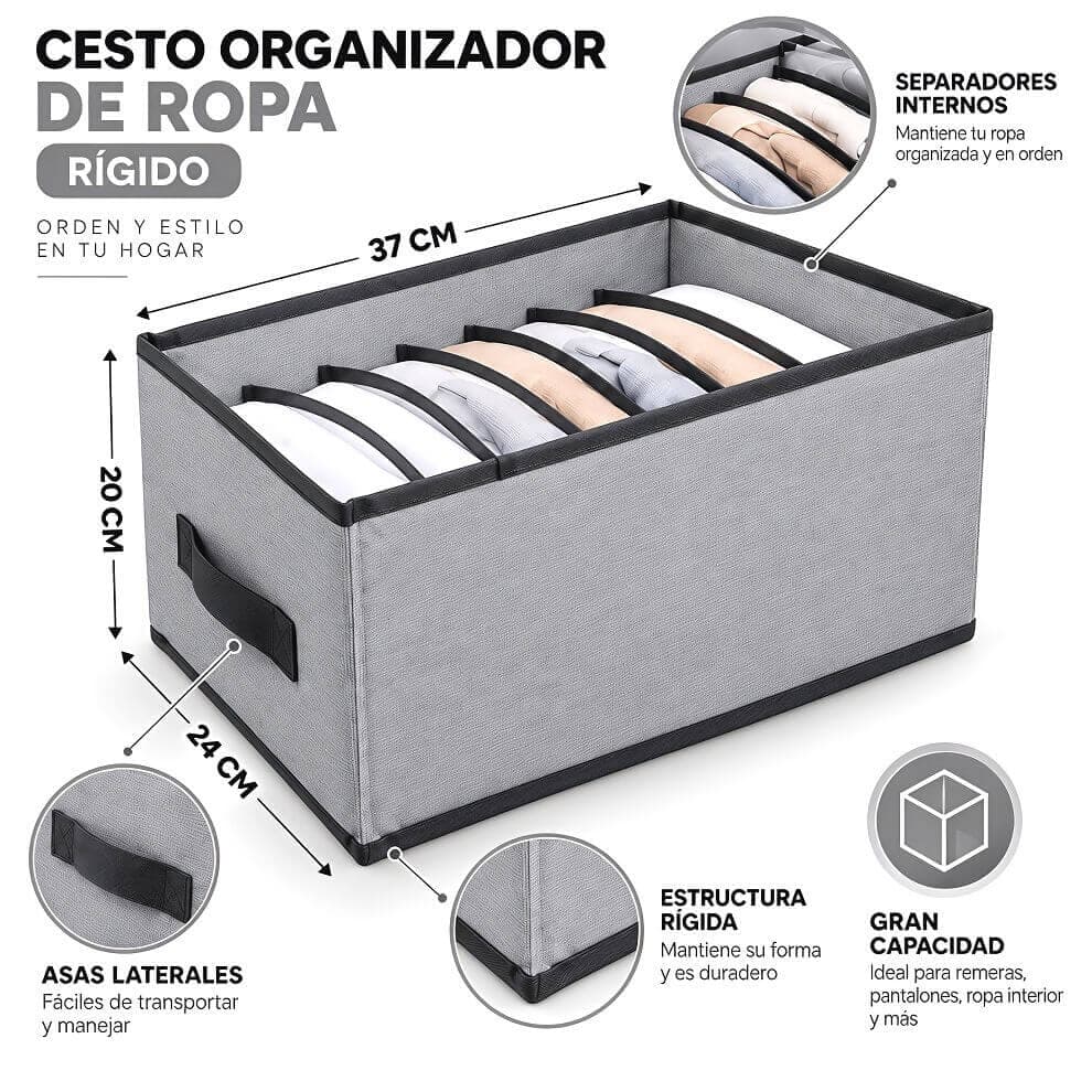 CESTO RIGIDO ORGANIZADOR DE ROPA - imagen 1