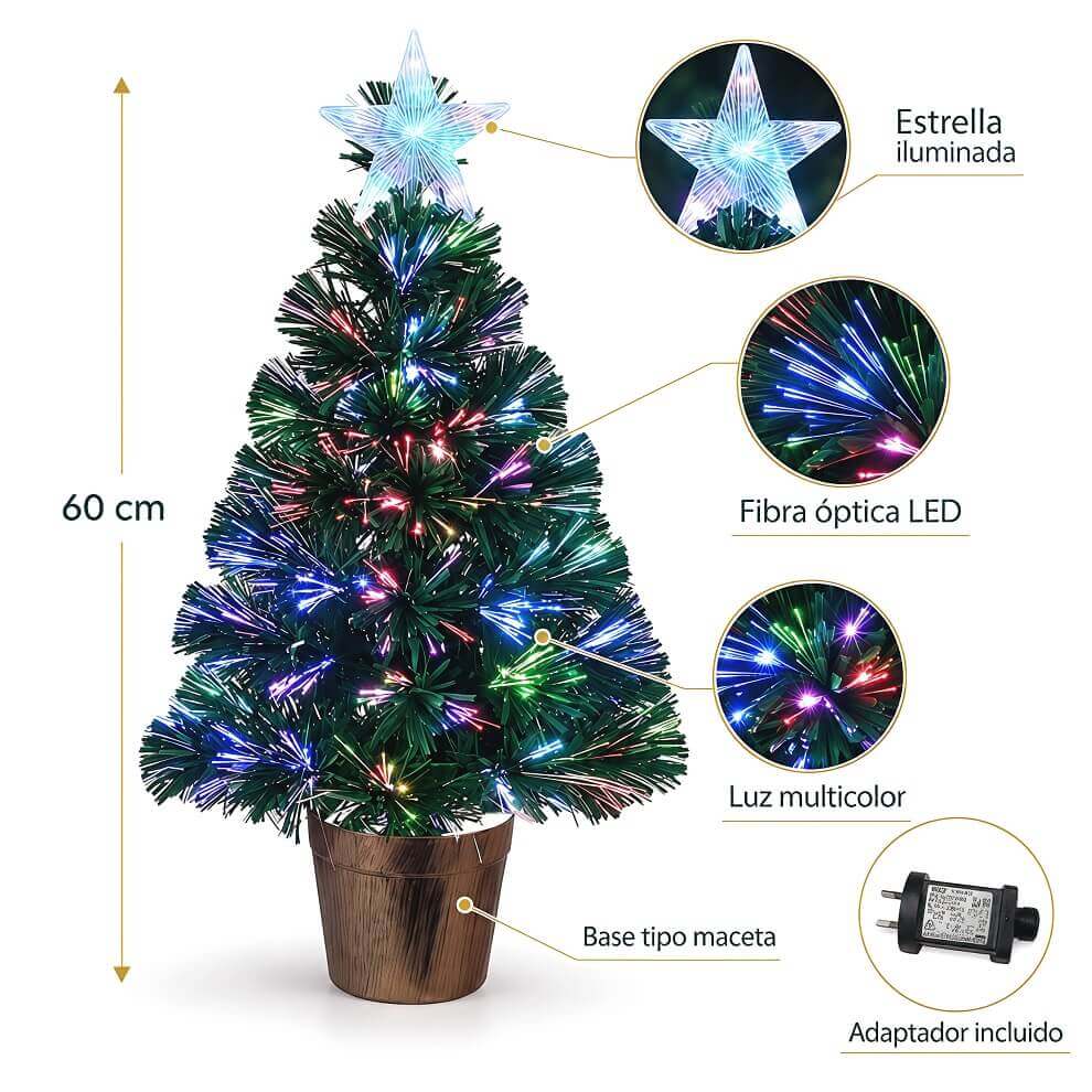 ARBOL DE NAVIDAD 60CM C/LED MULTICOLOR POL30 - imagen 1