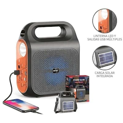 PARLANTE SOLAR C/LINTERNA Y POWER BANT