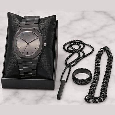 RELOJ HOMBRE NEGRO C/ACCESORIOS