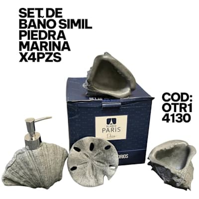 SET DE BAÑO SIMIL PIEDRA MARINA x4pcs.