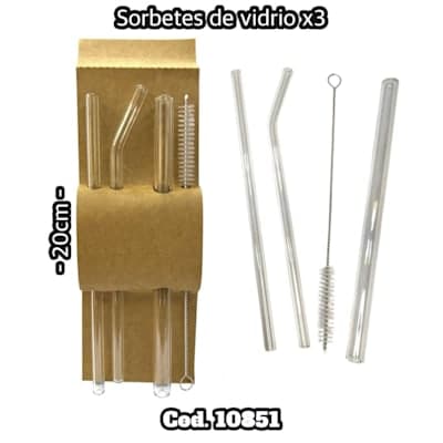 SORBETES DE VIDRIO x3 20cm