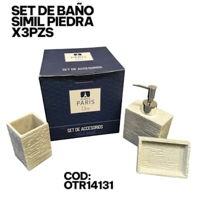 SET DE BAÑO SIMIL PIEDRA x3pcs.