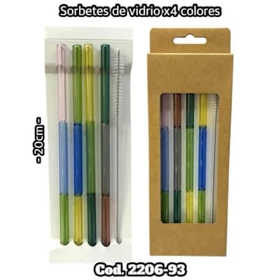 SORBETES DE VIDRIO x4 COLORES 20cm