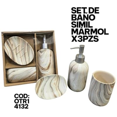 SET DE BAÑO SIMIL MARMOL x3pcs.