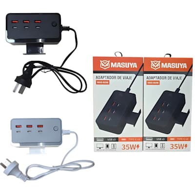 ZAPATILLA ESTACION DE CARGA 35W ( 3 USB Y 3 US-C )