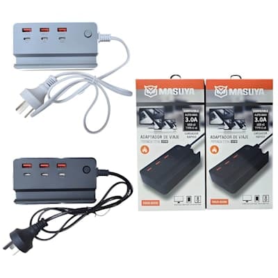 ZAPATILLA ESTACION DE CARGA 35W ( 3 USB Y 3 US-C )