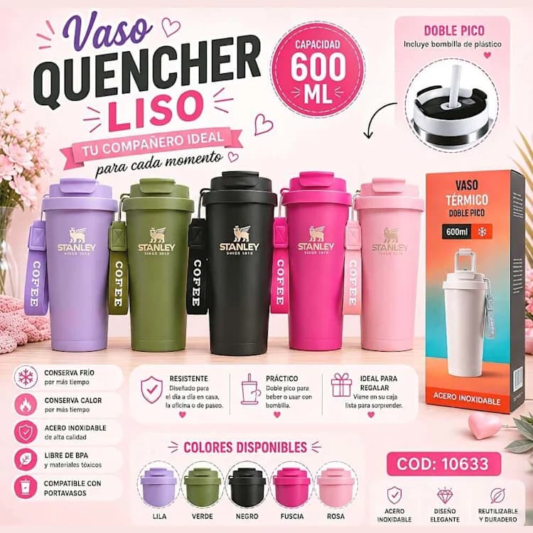 VASO TERMICO COFFE 600ml. DOBLE PICO