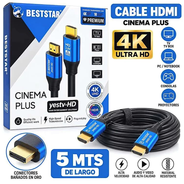 CABLE HDMI 4K MALLADO 5 METROS