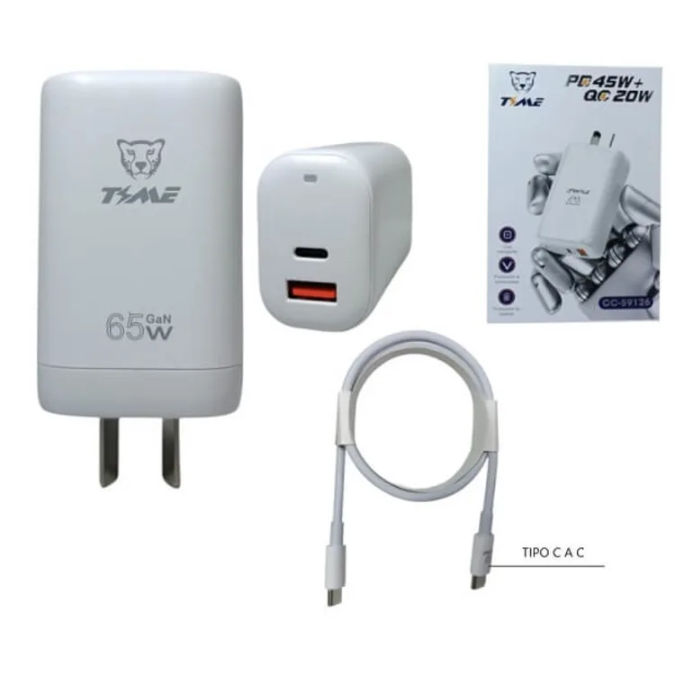 CARGADOR CON CABLE PD45W+ QC20W PREMIUM