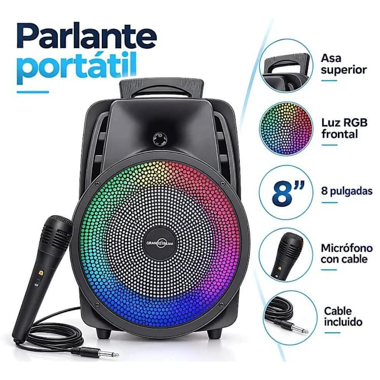 PARLANTE BLUETOOTH 8" + MICROFONO