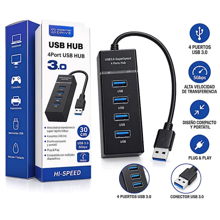 HUB USB 4 PUERTOS 3.0