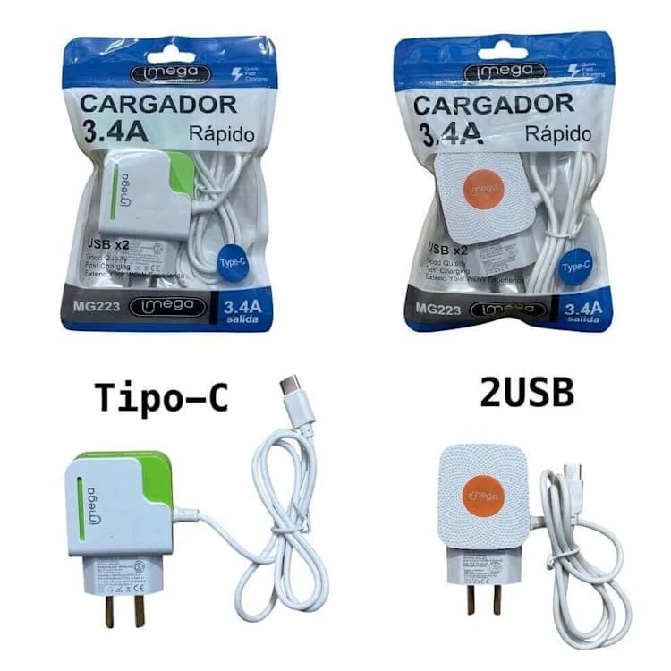 CARGADOR (TIPO-C) 3.4A IMEGA / CARGA RAPIDA