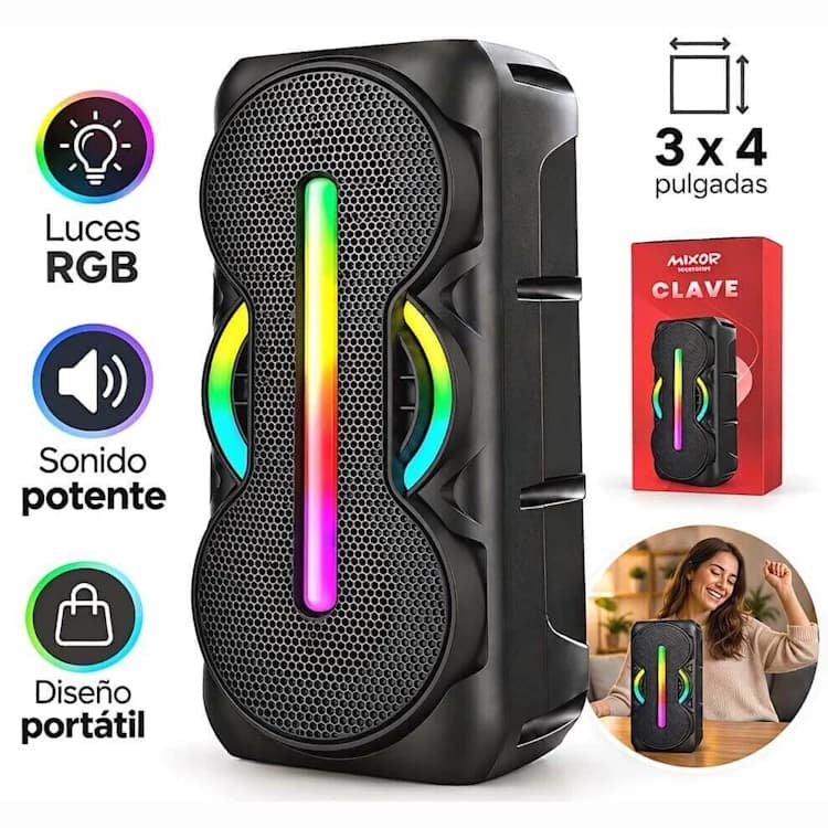 PARLANTE BLUETOOTH 4" x 3 CLAVE TORRE