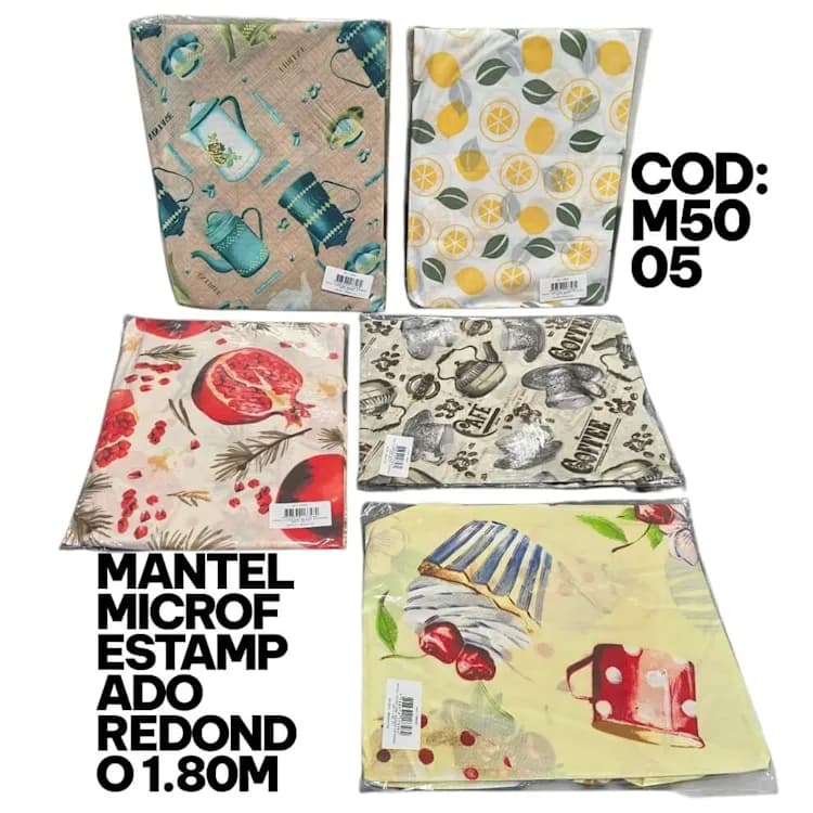 MANTEL MICROF ESTAMPADO REDONDO 1.80m