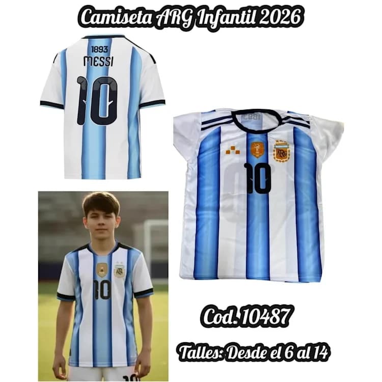 CAMISETA ARG INFANTIL 2026 ( TALLE 6 AL 14 )