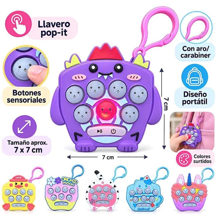 LLAVERO MINI POP-IT JUEGO LUZ